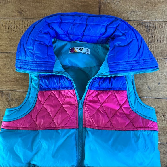 Zara TRF Teal Hot Pink Purple Puffer Vest - Picture 2 of 7